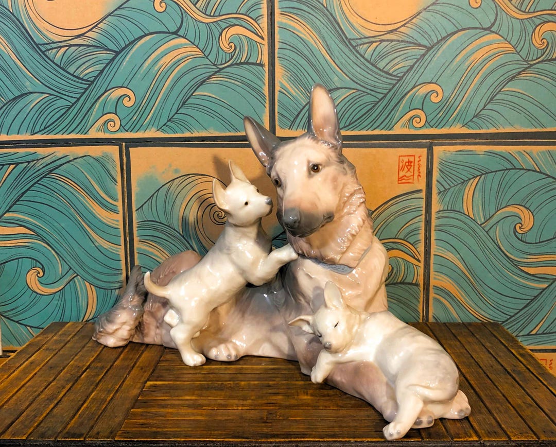 6454 GERMAN SHEPHERD With Puppies LLADRO - Etsy