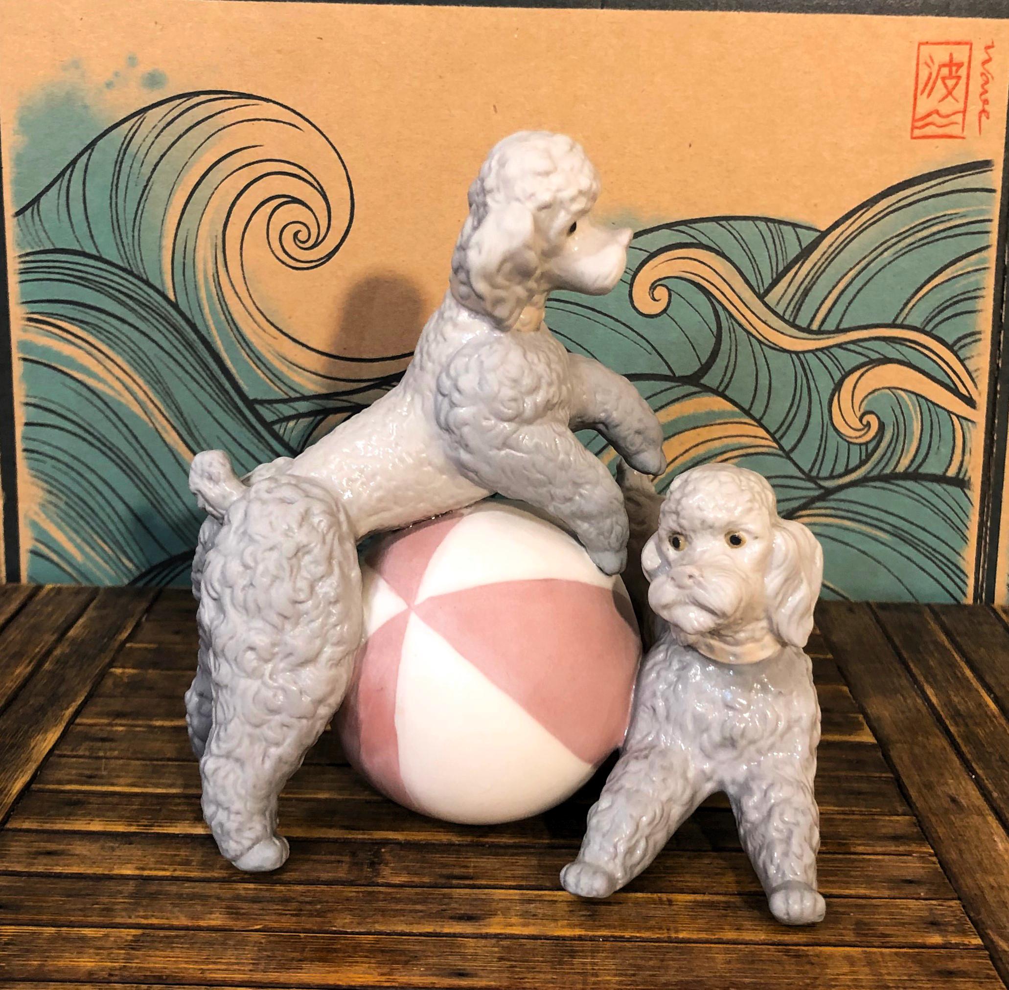 【美品】　廃盤　リアドロ　プードル　陶器　置物 美品】 廃盤 リアドロ プードル 陶器 置物 プードルのお茶会