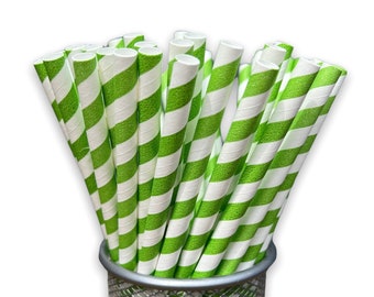 Smoothie Paper Drinking Straws 8mm x 200mm Quantity 1,000 Green and White