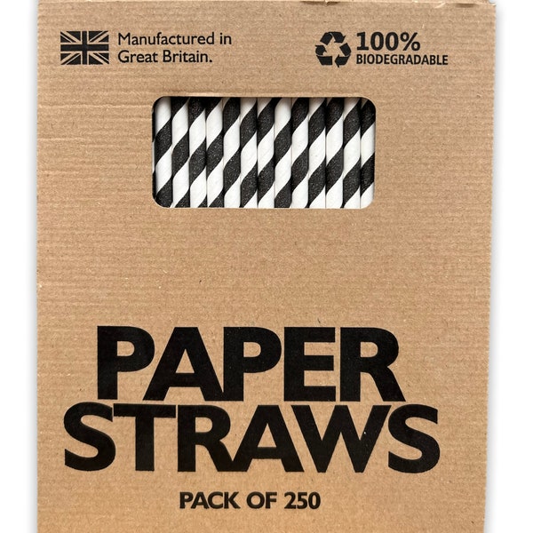 Trendy Black and White paper straws 1-5,000