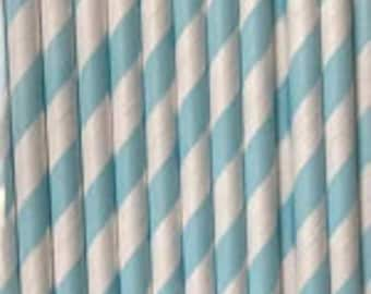 Baby Blue Paper Drinking Straws 1 - 5,000