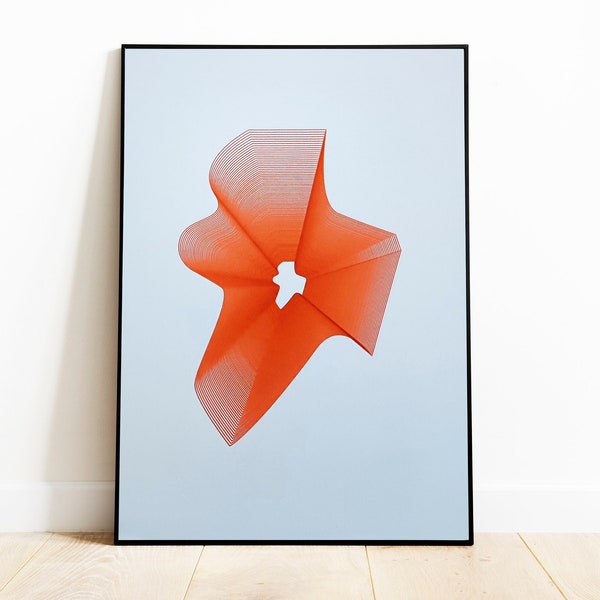 Red Pulsar #1 - A3 - Limited Edition 10 unità - Originale senza stampa - Abstract Geometric Line Art - Minimal Wall Art - Generative Plotter Art