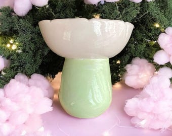 Pink Flower Pet Bowl – Handmade Ceramic Cat or Dog Dish – Cottagecore Elevated Food Bowl – Customizable Floral Gift for Pet Lovers (12 oz)