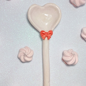 Personalized spoon / Customized / Handmade Ceramic / heart shaped croquette Sugar Spoons / Cute  / Unique Gift / Fun Gift Idea under 20