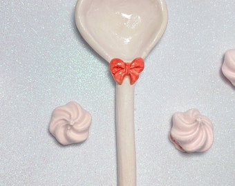 Personalized spoon / Customized / Handmade Ceramic / heart shaped croquette Sugar Spoons / Cute  / Unique Gift / Fun Gift Idea under 20