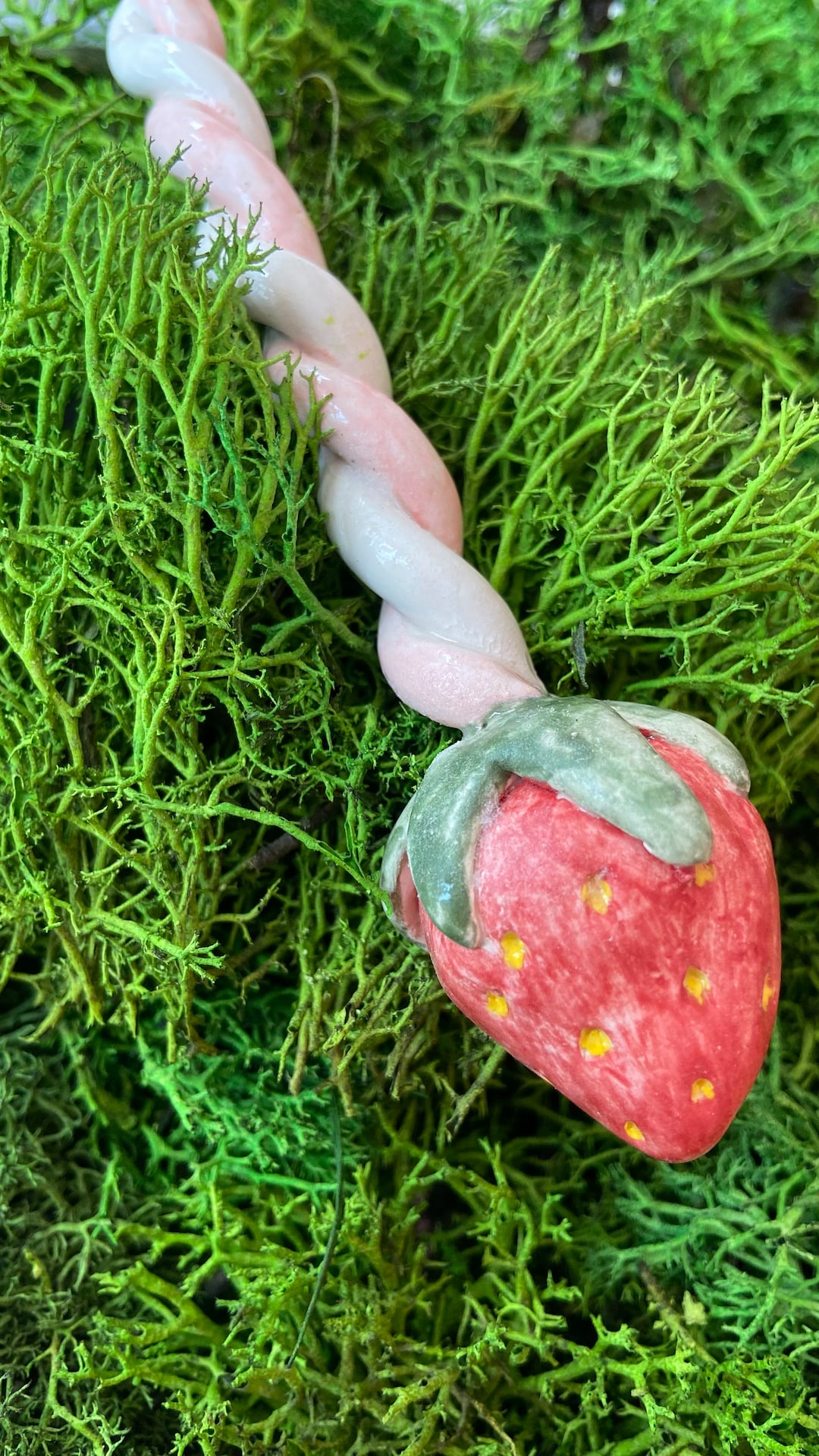 Personalized Spoon Customized Handmade Ceramic Strawberry Fruit Pink