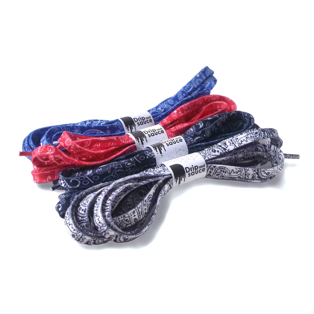 thumbnail image 2 of Red Bandana Cute Laces – Funky Shoelaces Made From Bandanna Fabric – Made In USA 2 of 4