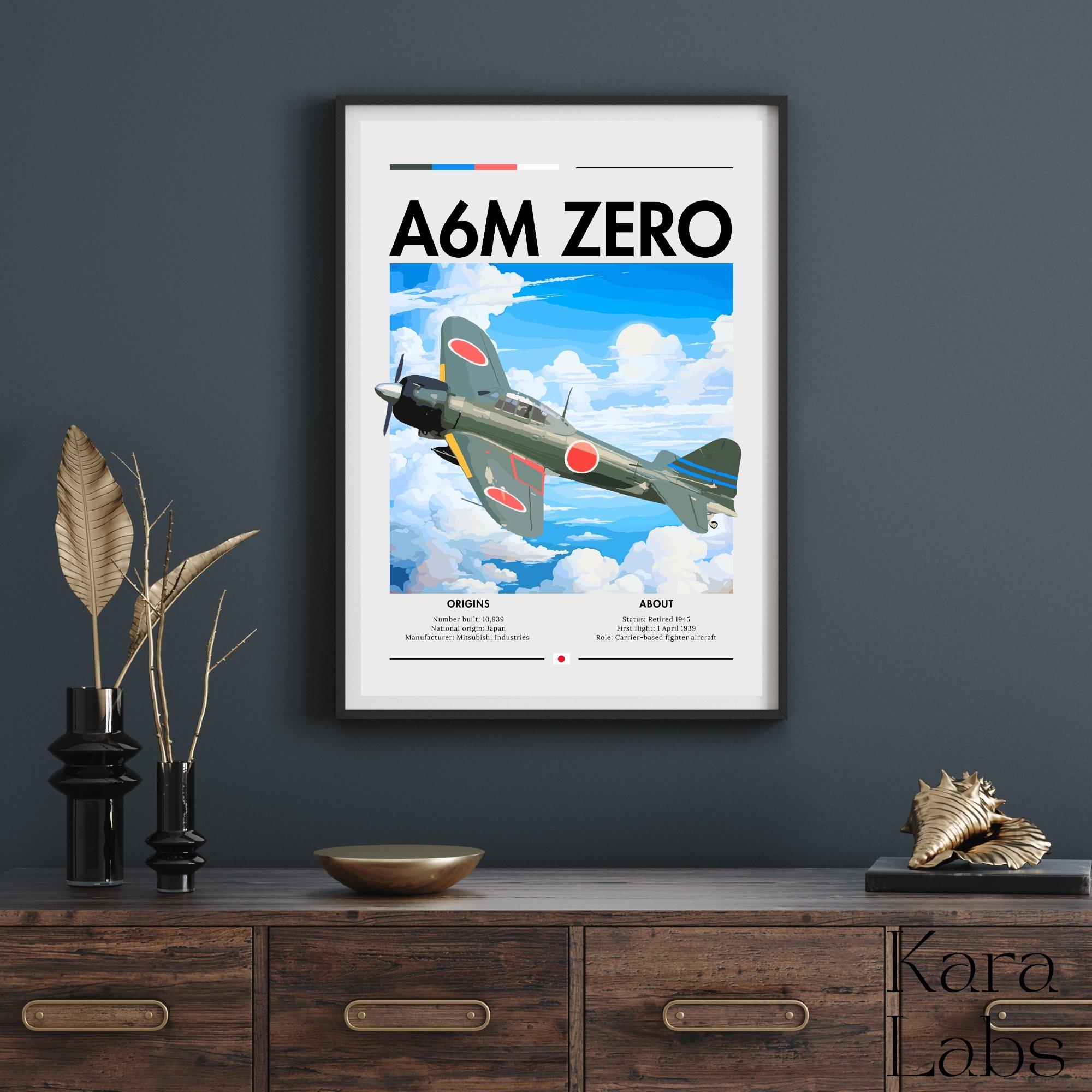 Mitsubishi A6M ZERO Poster – WWII Aviation Art Print - Etsy