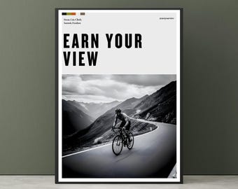 Wydruk z motywem kolarstwa górskiego - Zdobądź swój widok, plakat z motywem roweru, prezent dla rowerzysty, sztuka ścienna z motywem roweru szosowego.
