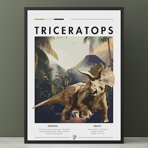 Triceratops Wall art, Triceratops Dinosaur, Cretaceous period, Dinosaurs poster, Herbivore Dinosaur, Prehistoric poster, Dinosaur wall art.