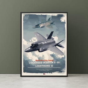 Lockheed Martin F-35 Lightning II Print - USAF Aviation, Multirole Fighter Aircraft, Plane Poster, Air superiority Fighter, Poster Wall Art
