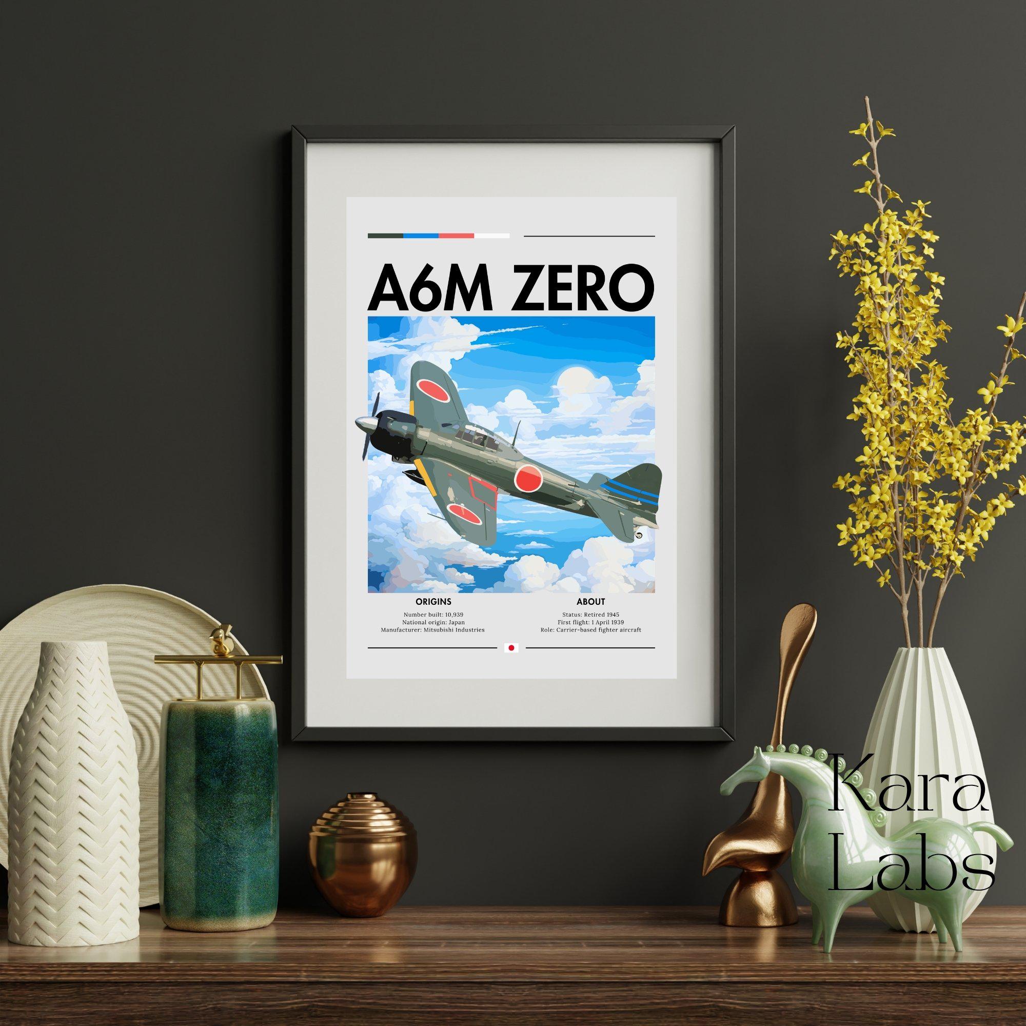 Mitsubishi A6M ZERO Poster – WWII Aviation Art Print - Etsy
