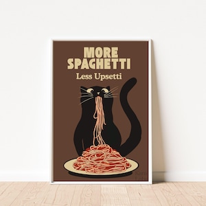 Hungry Cat Spaghetti Print, Humorous Poster, Funny Wall Art for Kitchen image 9