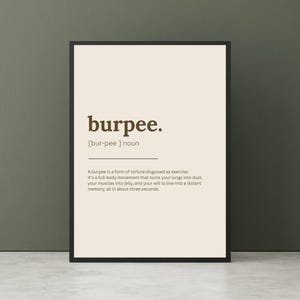 Burpee Definition Poster – Rolig väggkonst för hemmagymmet