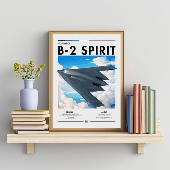 Wee Blue Coo Military Air Plane Fighter Jet B-2 Spirit Bomber Stealth Wall Art Print Militare Aereo Combattente Bombardiere Parete