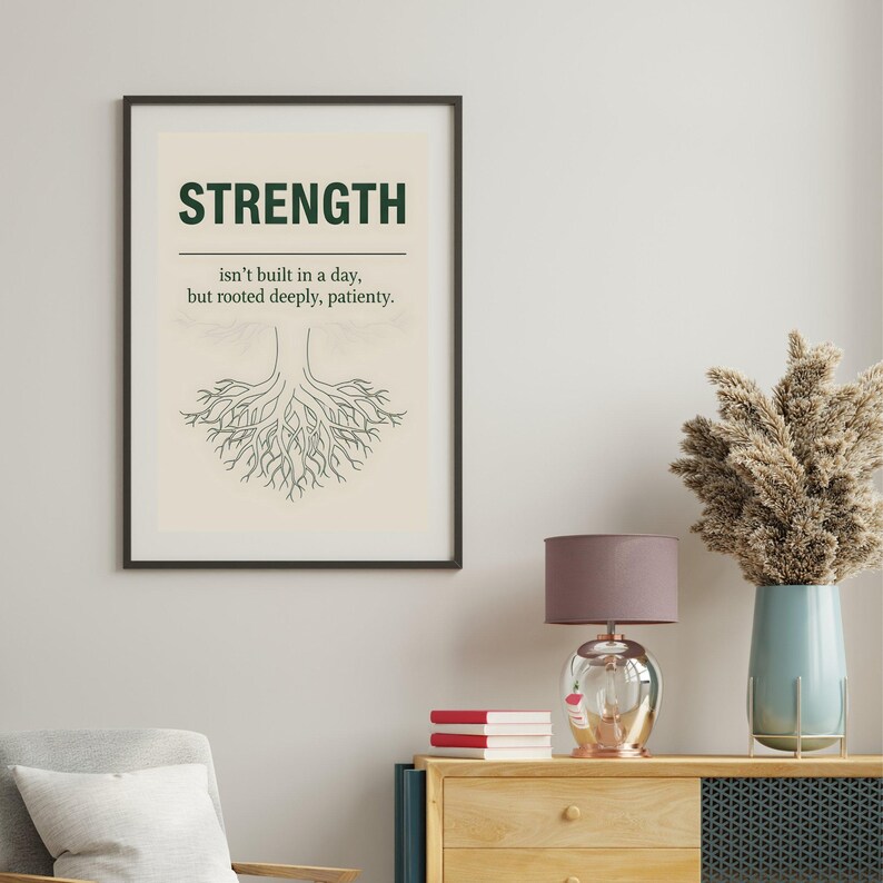 Rooted In Strength Rooted Strength Poster - Motivational Wall Art, Inspirational Quote ...