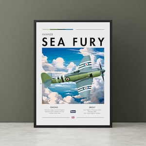Hawker Sea Fury Print: British Fighter Jet Aviation Art
