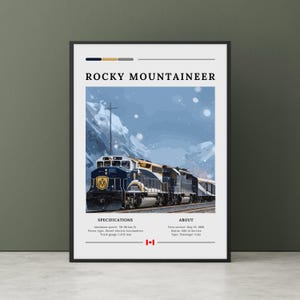 Rocky mountaineer Poster - Canadian Train Print, Diesel-electric locomotives, Railway poster, Canadian Train poster Wall Art,