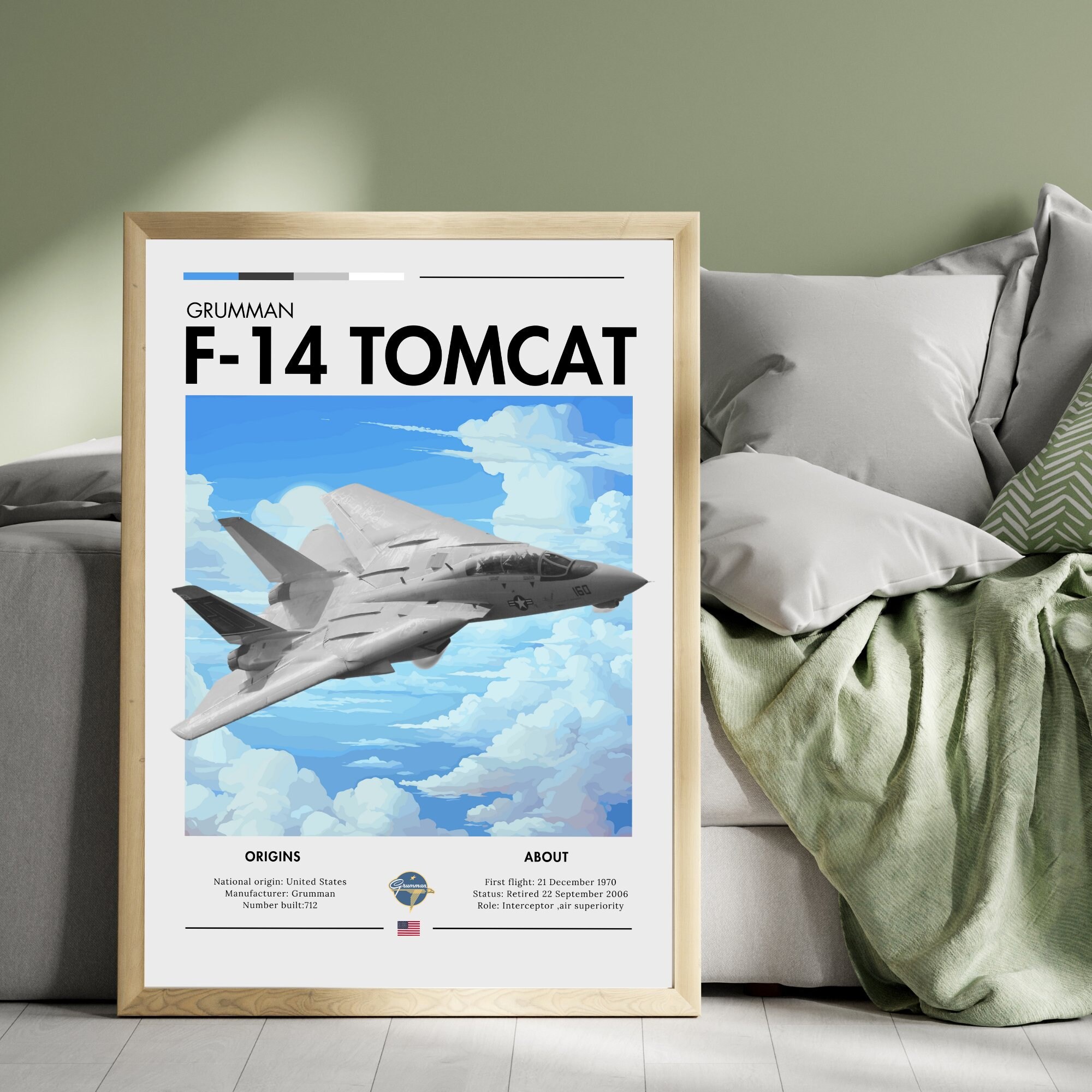 Tableau Toile F-14 Tomcat 50x75 Cm - Impression Style Peinture à L'huile - Décoration Murale Aviation Militaire - 7
