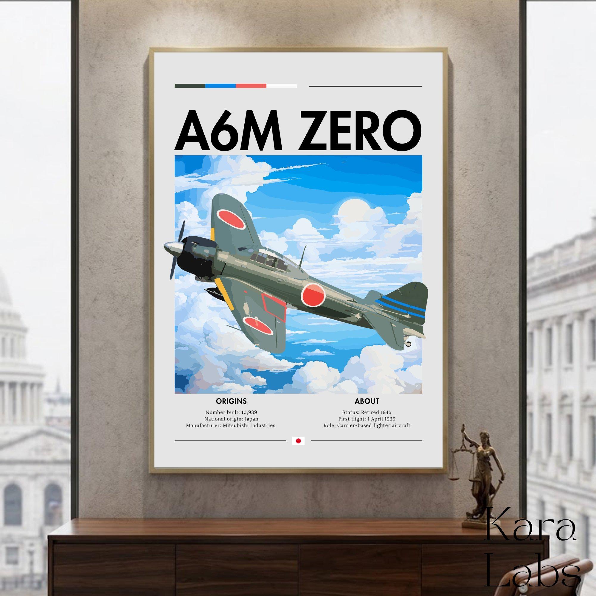 Mitsubishi A6M ZERO Poster – WWII Aviation Art Print - Etsy