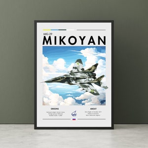 Mikoyan MiG-29 Print - Aviation Art, Multirole Fighter Aircraft, White Cliffs, Plane Poster, Fighter Jet Poster Wall Art