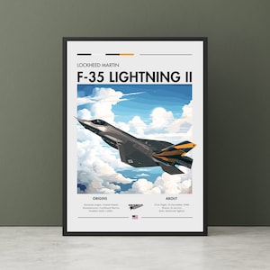 Lockheed Martin F-35 Lightning II Print - USAF Aviation, Multirole Fighter Aircraft, Plane Poster, Air superiority Fighter, Poster Wall Art
