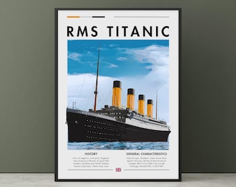 Póster del Titanic, impresión del RMS Titanic, arte náutico, póster de barco histórico, decoración náutica, arte marítimo, póster de barco legendario, viaje oceánico
