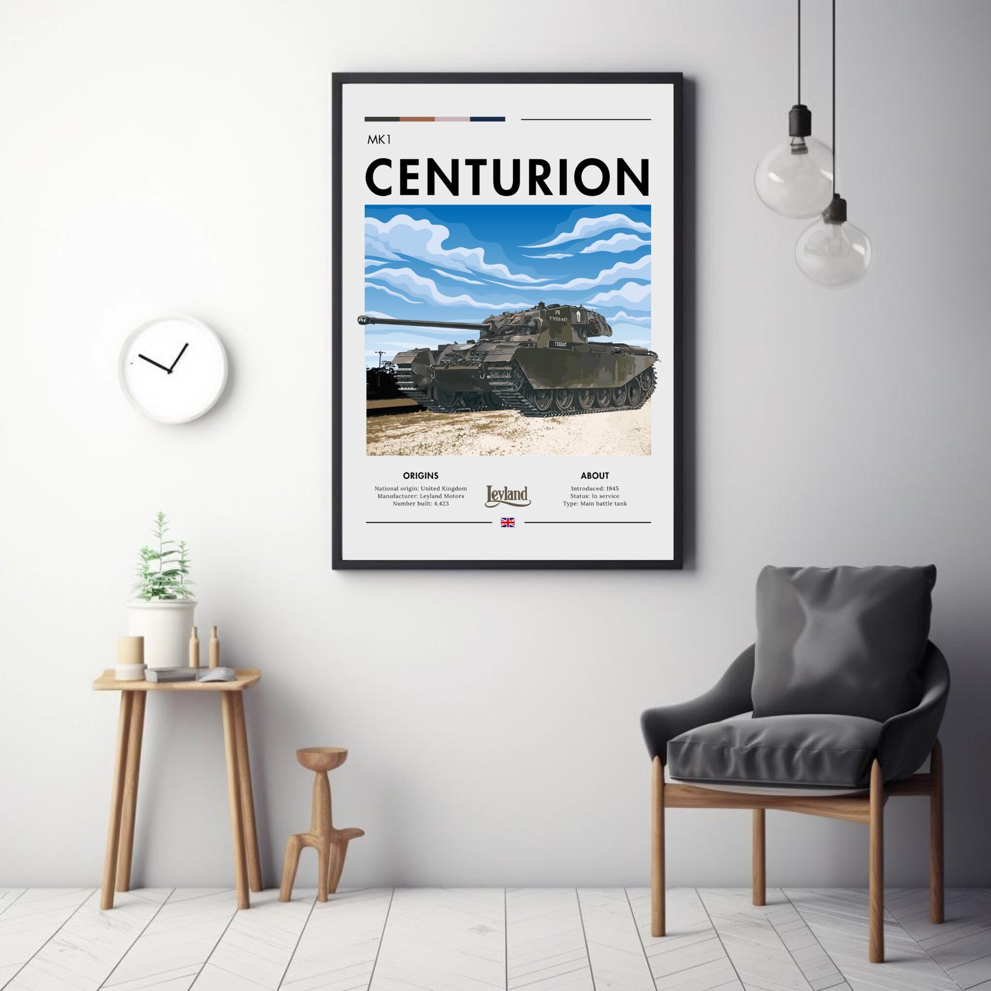 Centurion Tank MK1 Print Cold War Art, Main Battle Tank, Clouds, Ground ...