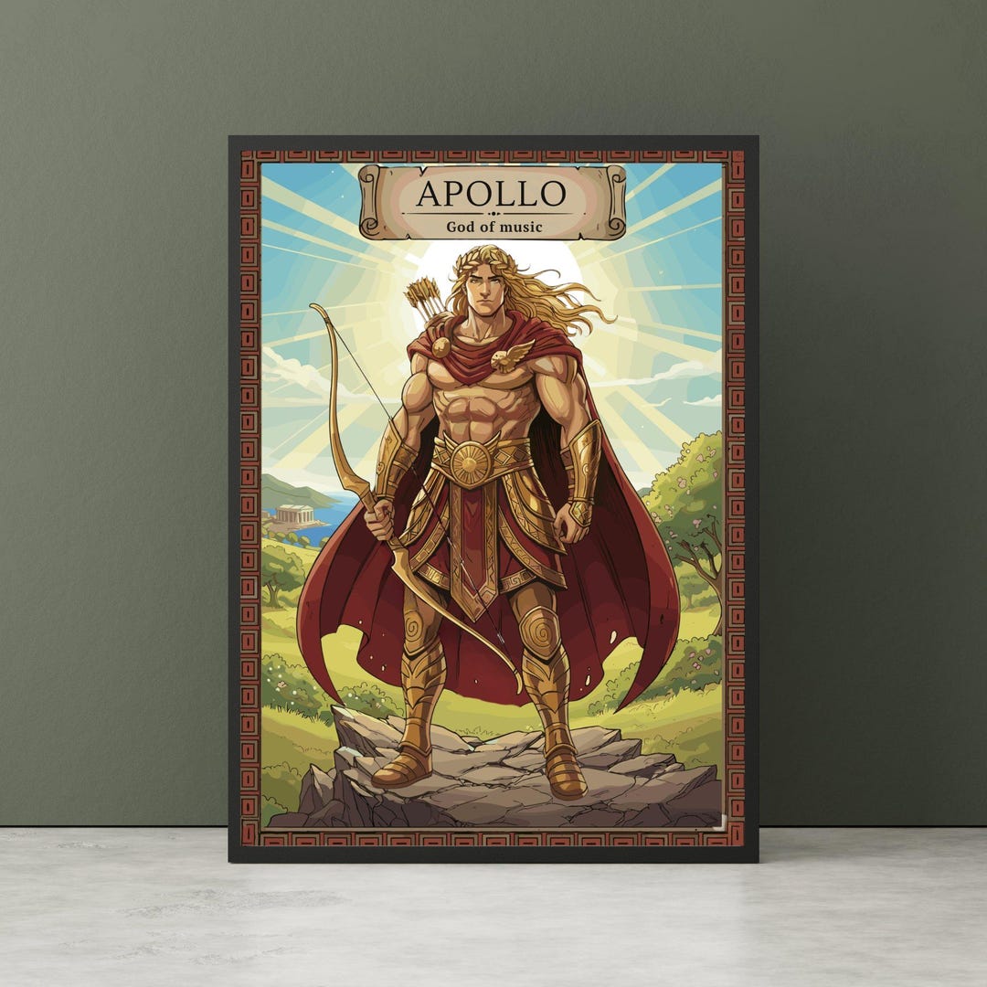 Apollo God of Music Art Print - Greek Mythology Wall Decor - Sun God ...