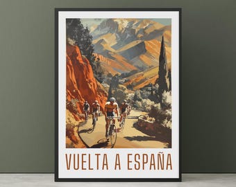 Póster de ciclismo vintage Vuelta a España: arte mural de carrera ciclista, regalo de ciclismo, impresión de Vuelta a España, arte deportivo, decoración de bicicleta, regalo de ciclista.