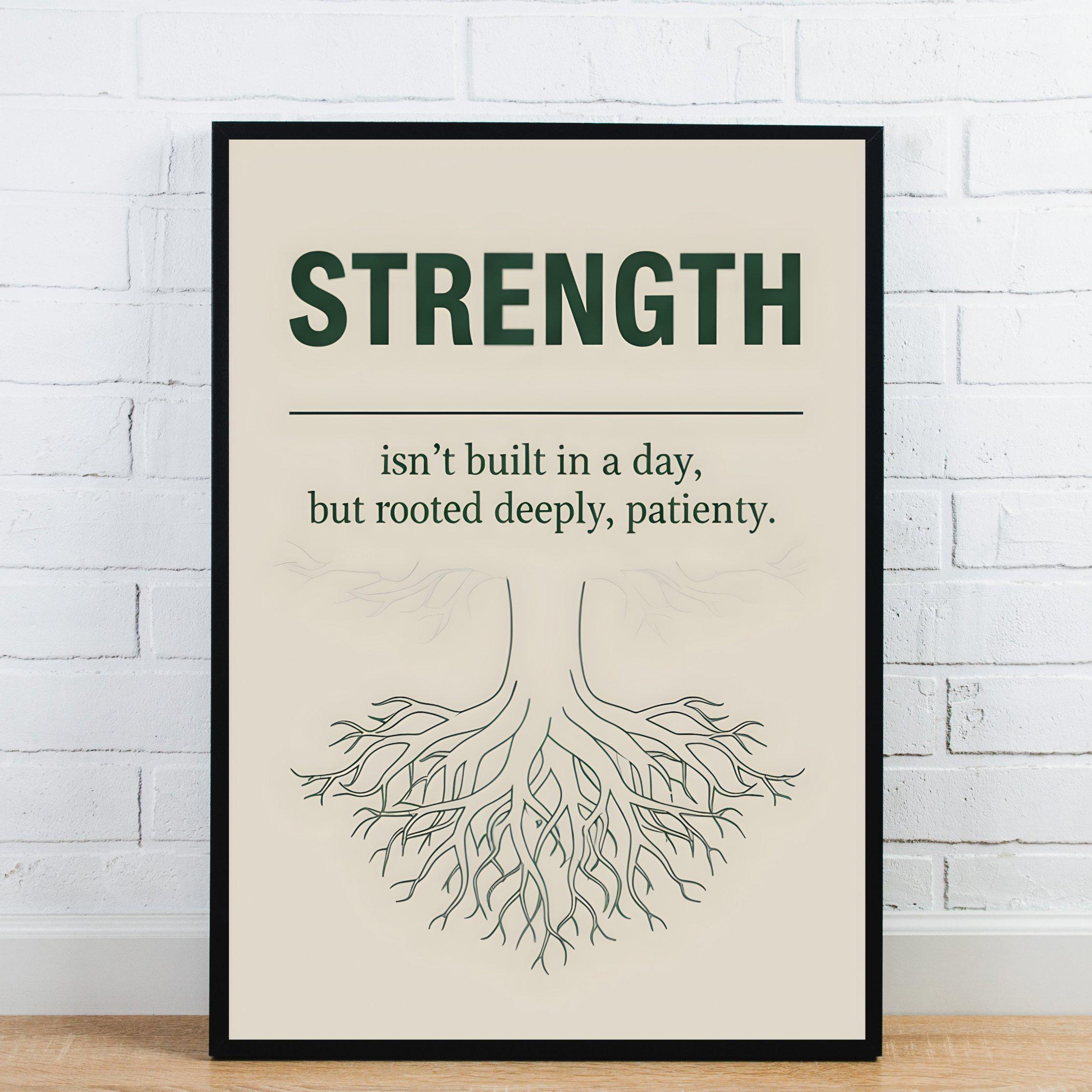 Rooted In Strength Rooted Strength Poster - Motivational Wall Art, Inspirational Quote ...