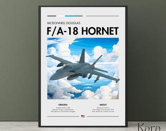 F/A-18 Hornet Print: Aviation Art, Fighter Jet Poster