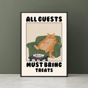 Grumpy Cat Treats Poster, Funny Retro Style Print