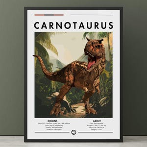 カルノタウルス恐竜ポスター、白亜紀の壁掛けアート（デジタルダウンロード）