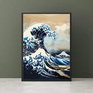 The Great Wave off Kanagawa  - Hokusai inspired print, Japandi Artwork, Japanese Great Wave Print, Vintage Japanese Wall Art.