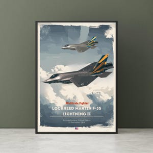 Retro Lockheed Martin F-35 Lightning II - USAF Aviation, Multirole Fighter Aircraft, Plane Poster, Air superiority Fighter, Poster Wall Art