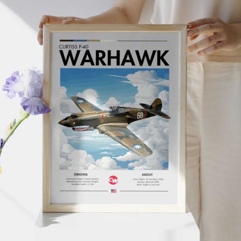 Vintage Curtiss P-40 Warhawk Print: WWII Aviation Art - Etsy