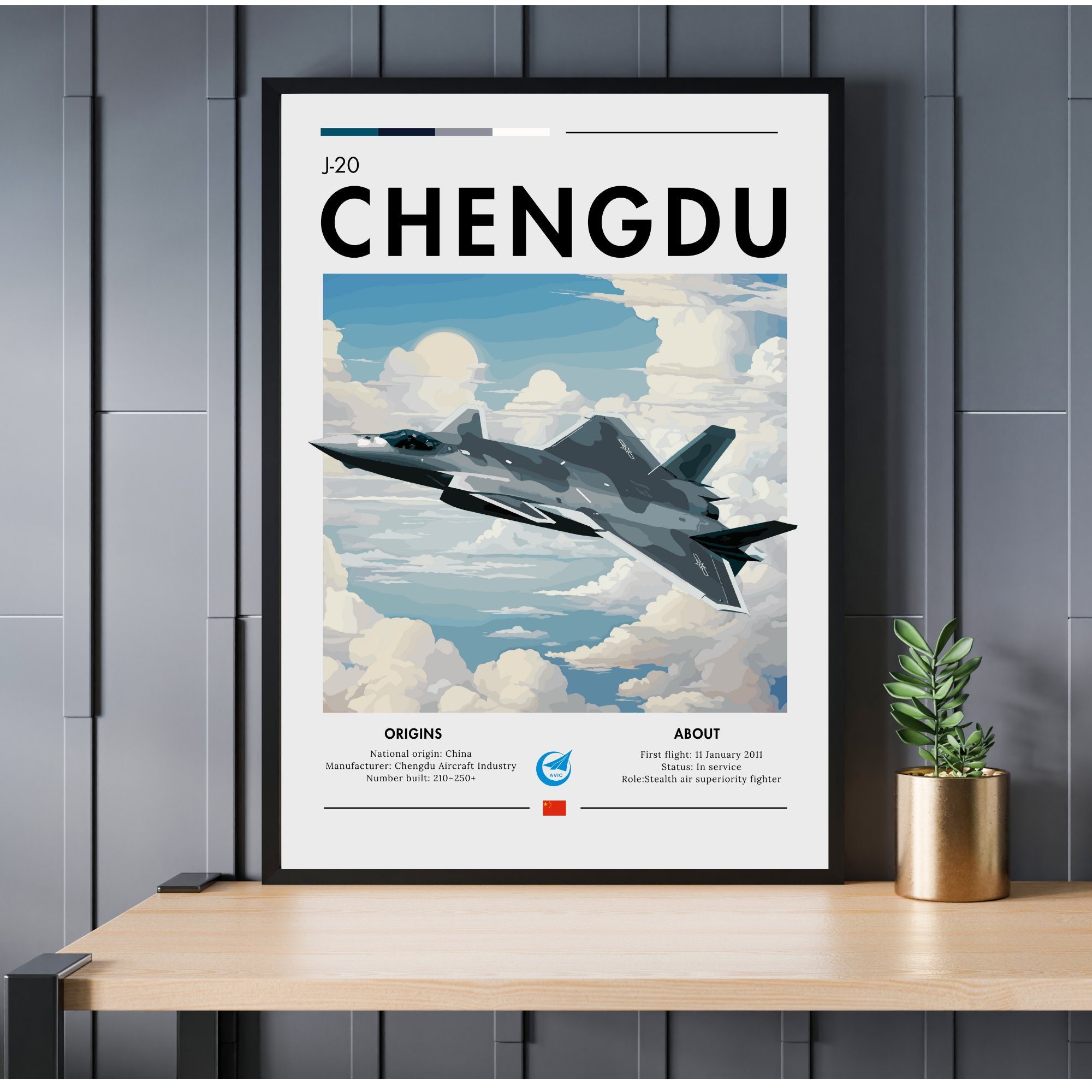 Chengdu J-20 Print - Chinese Aviation Art, Twinjet, Fifth