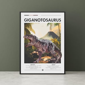 Giganotosaurus Wall art, Giganotosaurus Dinosaur, Cretaceous period, Dinosaur poster, Carnivore Dinosaur, kids poster, Dinosaur wall art.