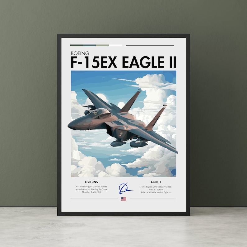 Boeing F-15EX Eagle II Print - Aviation Art, White Clouds, Plane Poster ...