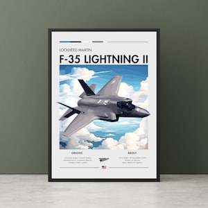Lockheed Martin F-35 Lightning II Print - USAF Aviation, Multirole Fighter Aircraft, Plane Poster, Air superiority Fighter, Poster Wall Art