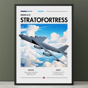 Boeing B-52 Stratofortress Print - Aviation Art, Strategic Bomber, White Cliffs, Plane Poster, Bomber plane Poster Wall Art
