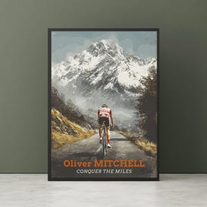Personalized Cycling Poster - Custom Cyclist Gift, Name Cycling Art, Personalized Bike Rider Print, Husband Birthday Gift.