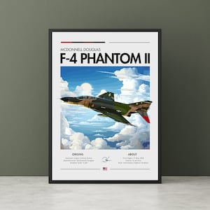 McDonnell Douglas F-4 Phantom II Bomber Print - Cold War Aviation Art, Fighter - Bomber Aircraft, USAF Plane Poster, Jet Poster Wall Art