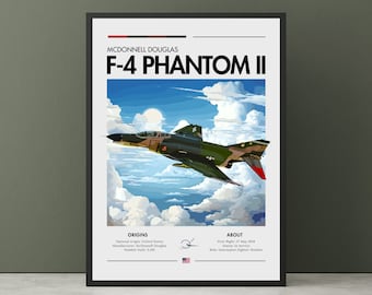 McDonnell Douglas F-4 Phantom II Bomber Print - Cold War Aviation Art, Fighter - Bomber Aircraft, USAF Plane Poster, Jet Poster Wall Art