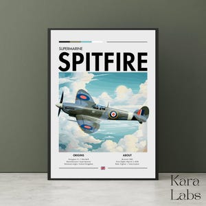 Supermarine Spitfire-poster: WO II-luchtvaartkunst, straaljagerprint