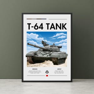 Stampa del carro armato T-64 - Arte murale dell'Unione Sovietica, carro armato da combattimento principale, carro armato pesante, nuvole, terra, poster di carri armati, arte murale dei carri armati dell'Unione Sovietica