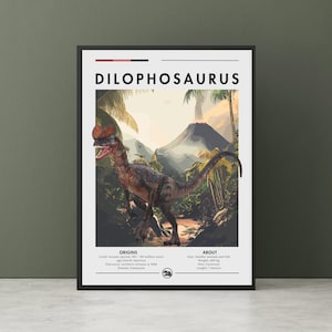 Dilophosaurus Wall art - Dilophosaurus Dinosaur, Jurassic period, Dinosaur poster, Carnivore Dinosaur, kids poster, Dinosaur wall art.