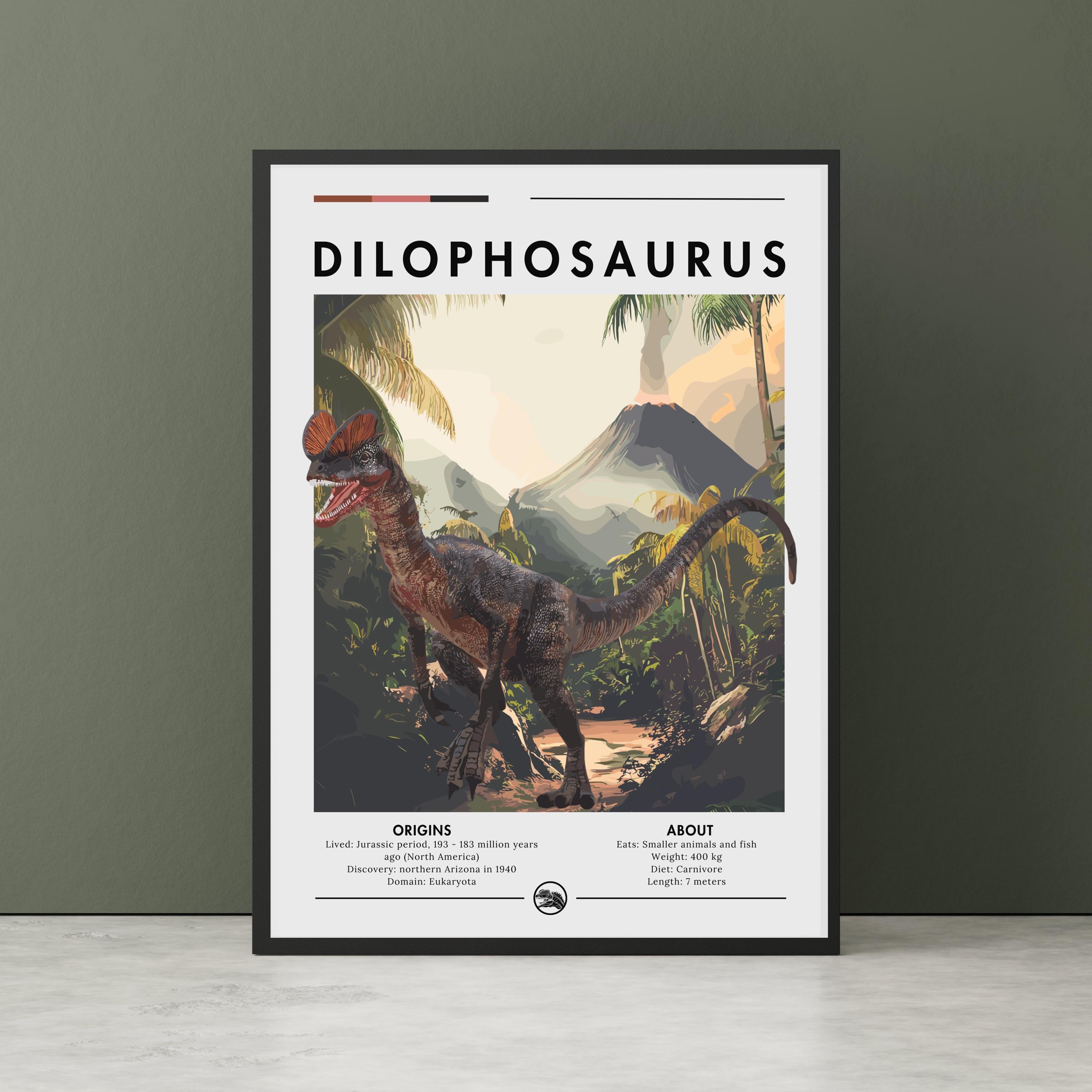 Dilophosaurus Wall art - Dilophosaurus Dinosaur, Jurassic period, Dinosaur poster, Carnivore Dinosaur, kids poster, Dinosaur wall art.