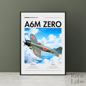 Japanese WWII Fighter Mitsubishi A6M Zero Wall Art - Map/flag